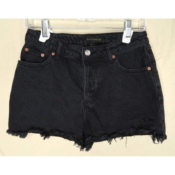 House Of Harlow 1960 Womens Denim Shorts Size 26 Black Cut Off Jean Button Fly - Picture 1 of 8